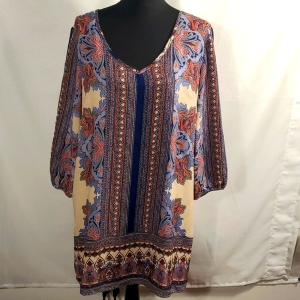 Gibson Latimer Size Large Multicolor Patterned Dress - A-Line/Midi